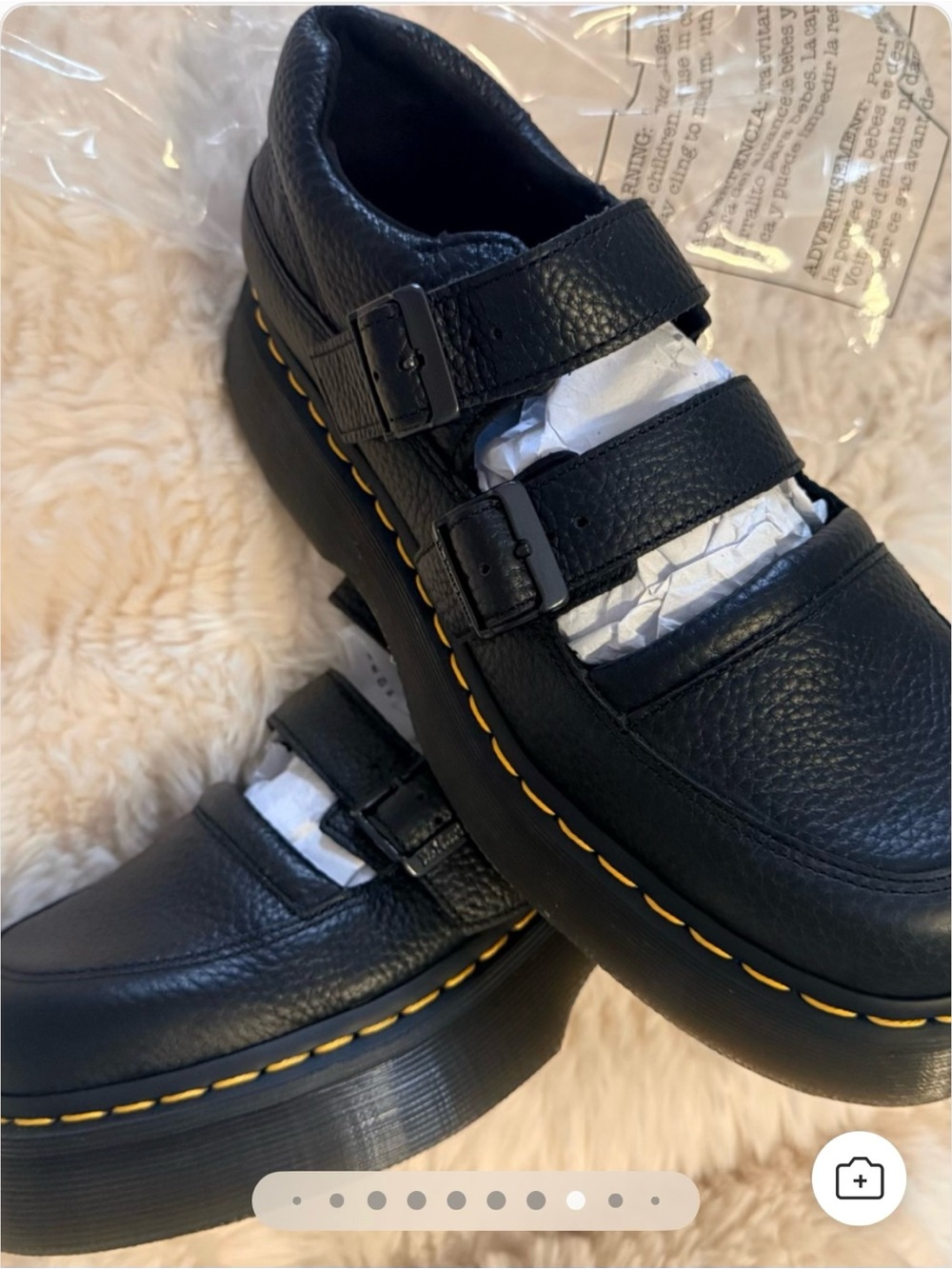 Doc Martins Double Strap Black Mary Jane Platform Leather Sandals - Picture 9 of 12